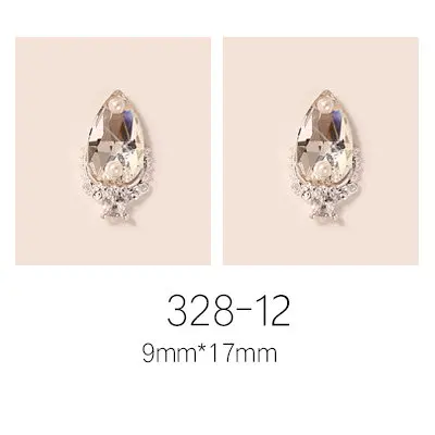 328-12 10pcs/lot super big luxury metal Nail art jewelry drop tears Rhinestone flower nails parts decorations Manicure Nail Accessories - Цвет: 328-12