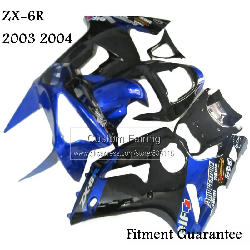 

New ABS fairing kits for Kawasaki zx6r zx 6r Ninja 03 04 2003 2004 blue black Injection molded fairings tp60