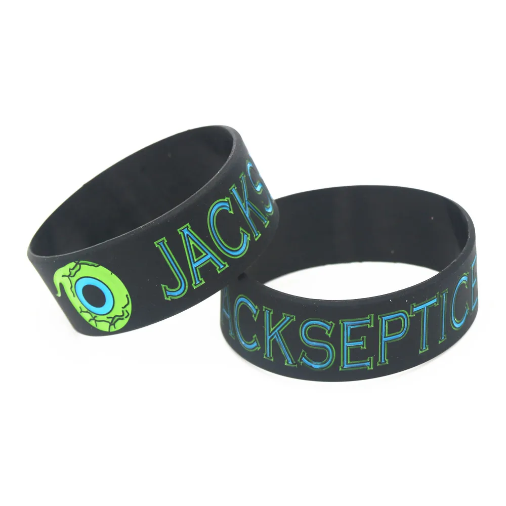 Горячая 1 шт. 1 дюйм чернила с логотипом JACKSEPTICEYE силиконовый браслет широкие зеленые глаза игры браслет и Bangels для подарков SH202