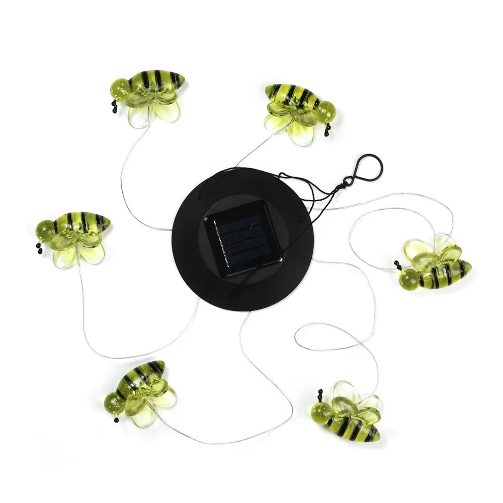 Bee Mobile Wind Chimes огни изменение цвета солнечная панельная светодиодная Подвесная