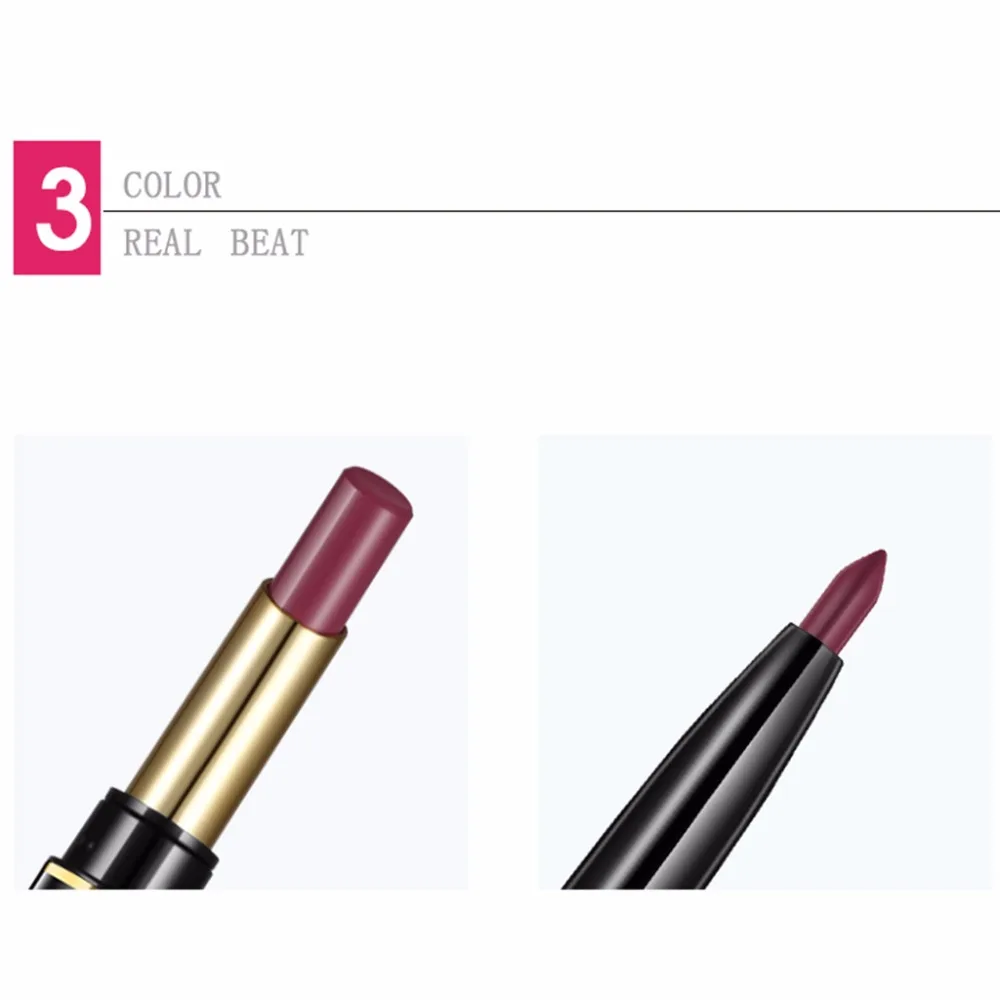 Pudaier Matte Moisturizing Double Heads Lipstick Permanent Waterproof Lip Liner |