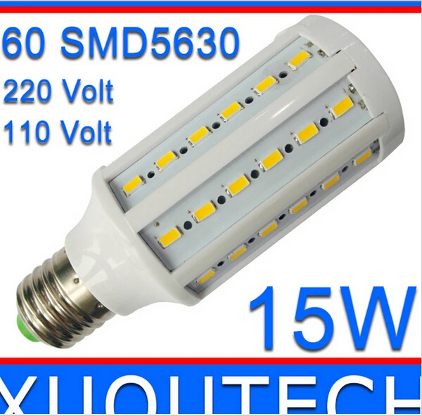 15 Вт E27 60 5630 SMD 2400LM 360 градусов Светодиодная кукурузная лампа 220 в теплый