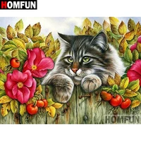 homfun 5d diy diamond painting full squareround drill cat flowers embroidery cross stitch gift home decor gift a07816