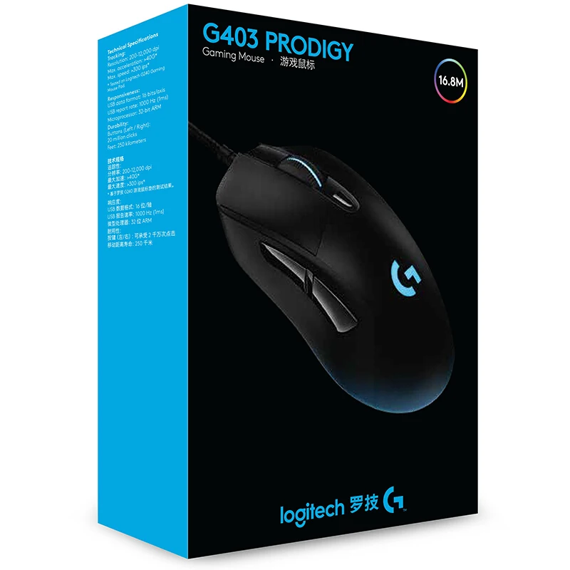 Игровая мышь logitech G403 от logitech с 12000 dpi FPS Проводная RGB мышь для overwatch DOTA PUBG для геймеров