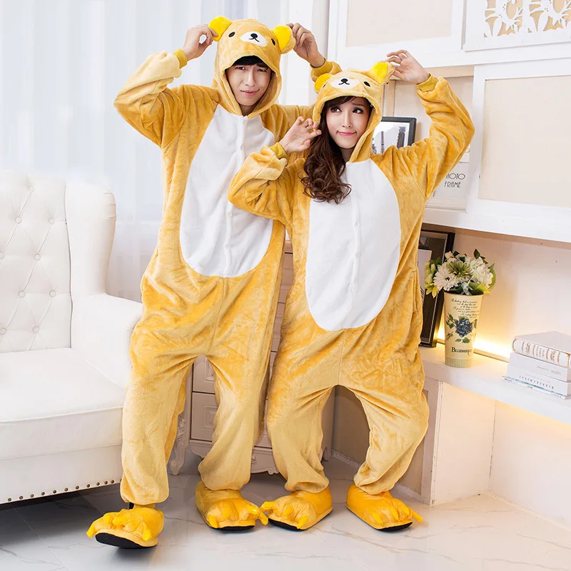 Взрослый костюм Rilakkuma комбинезон кигуруми медведь пижамы детский одежда для сна