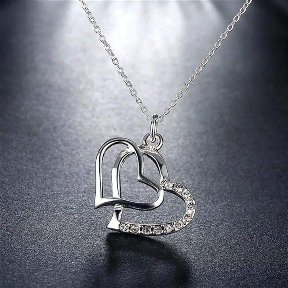 Милое женское ожерелье-подвеска из стерлингового серебра 925 пробы с цветным