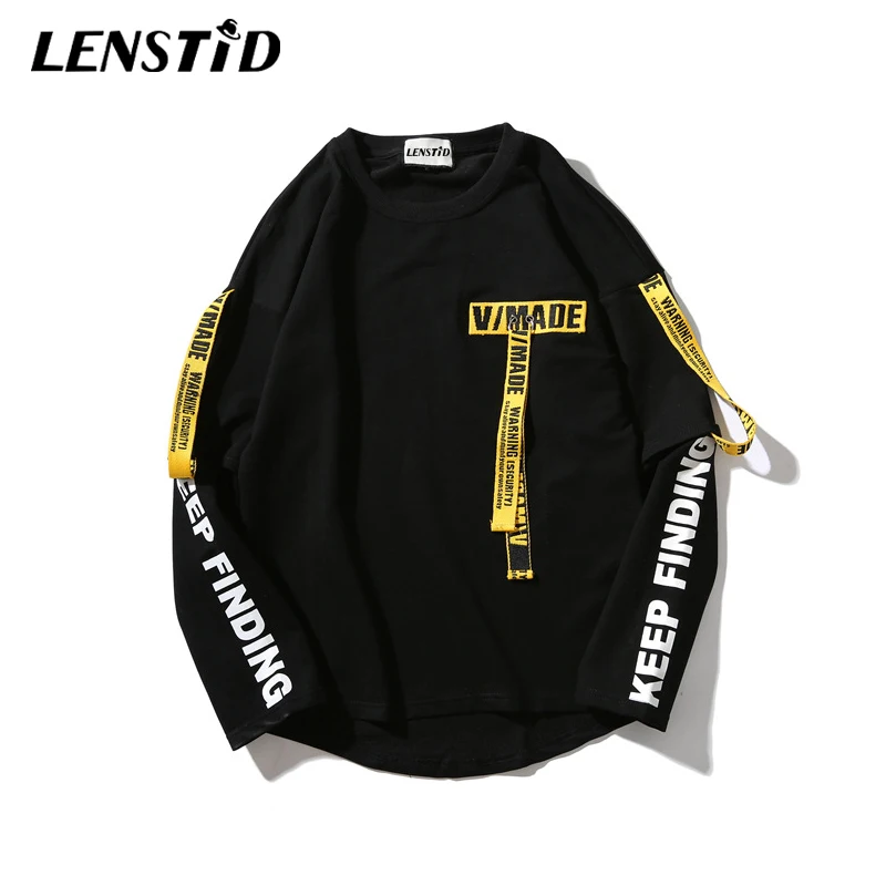 LENSTID Новинка 2019 года евро-Америка High Street сбоку ленты хип хоп толстовки уличная для
