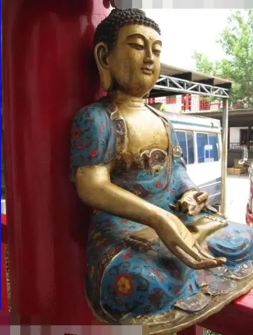 

Free shipping S03528 Chinese Bronze gild cloisonne Tathagata Sakyamuni Amitabha buddha statue