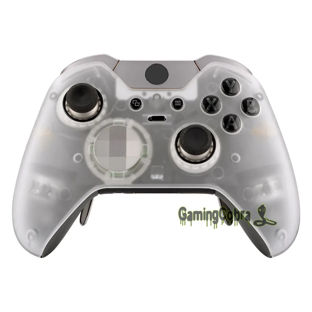 

eXtremeRate Foggy Clear Soft Touch Faceplate Cover Front Housing Shell for Xbox One Elite Game Controller W/ Accent Rings