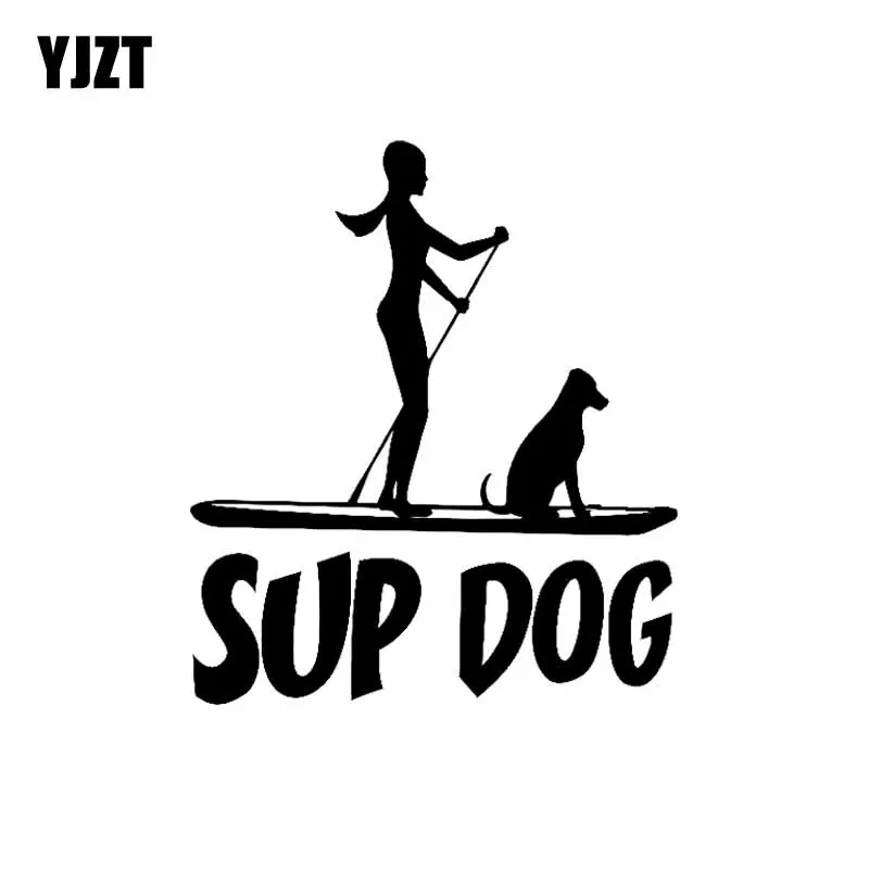 YJZT 13 см * 15 Paddleboarding SUP DOG виниловый автомобильный стеклянный бампер наклейка на