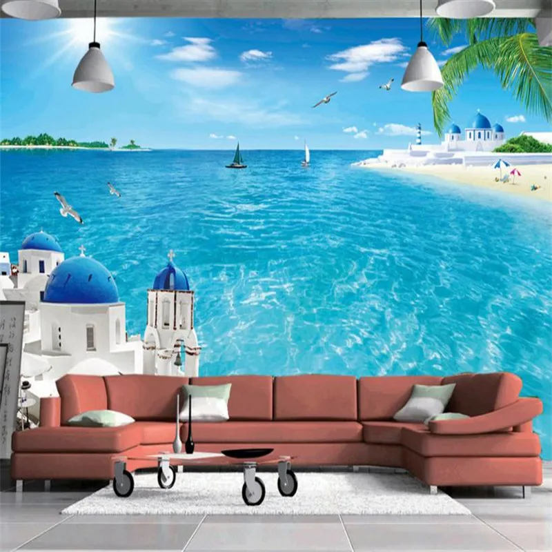 

3d effect custom photo wallpaper HD large living room bedroom sofa TV background wall mural seaview landscape modern wallpaper