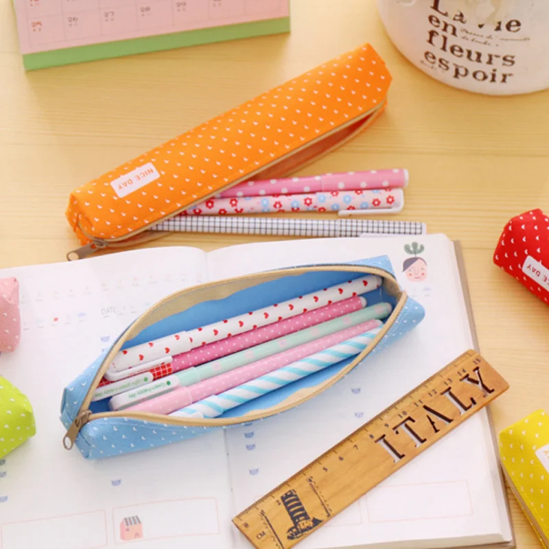 1 шт. микропейзаж пенал из парусины Kawaii Dot ручка сумка Косметика косметичка для