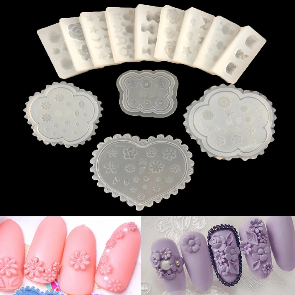 1Piece Mini Resin Jewelry Liquid Silicone Mold Love Bear  flower Shape Planet Molds For DIY Nail Charms Making Jewelry