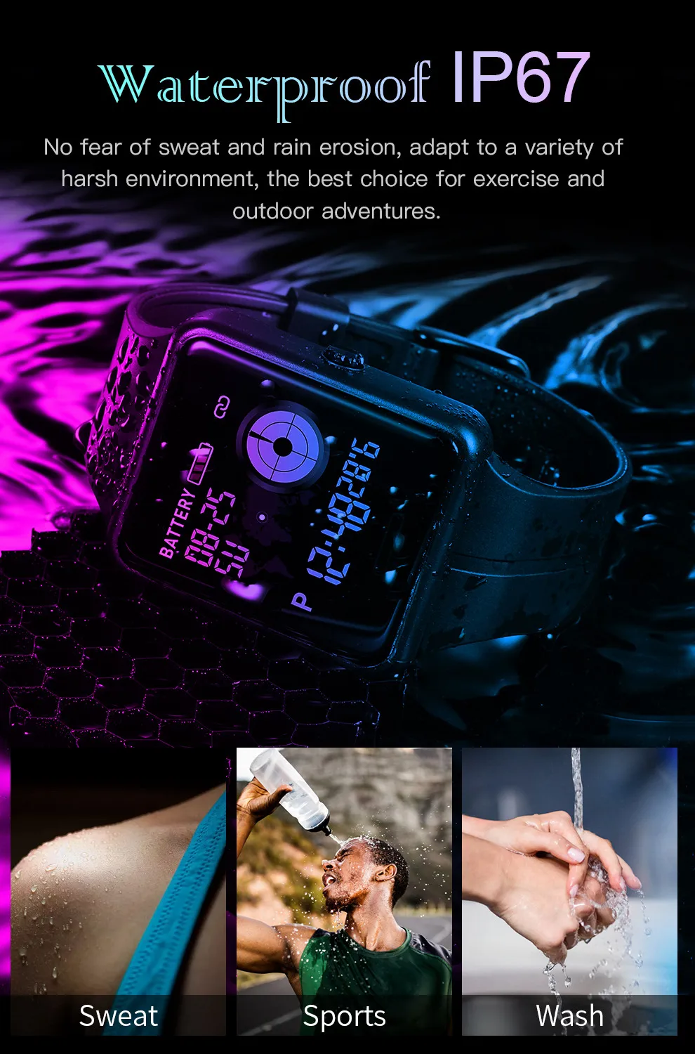 SKMEI W37 HD динамические красочные спортивные наручные часы с сенсорным экраном подходят для испанских вызовов напоминание тема выбор сердечного ритма кровяное давление