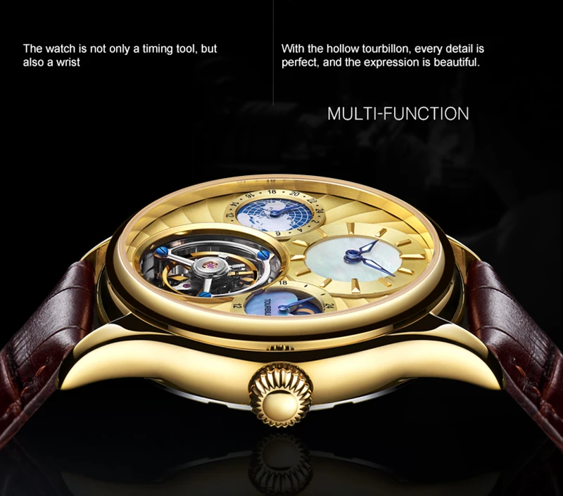 Tourbillon механические часы мужские Лидирующий бренд часы сапфировые зеркальные оригинальные Tourbillon полые Движение Мужские t Moon Phase модные часы