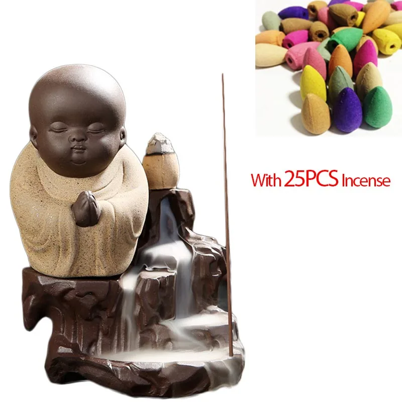 25 шт. конус для благовоний + Милая керамическая подставка благовоний|stick incense