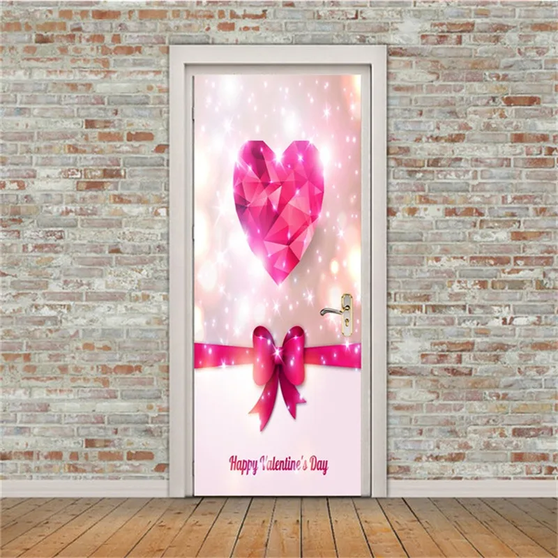 Door Stickers36 3D двери наклейки творческий наклейки на стену лотоса узор двери украшения спальня гостиная фрески плакаты обои - Цвет: Door Stickers36