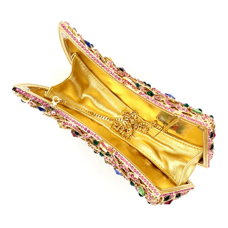 

Luxury Cow Horn Shape Diamond Hollow Out Women Evening Clutch Bag Crystal XIYUAN Evening Women Clutch Bags Ladies Clutch