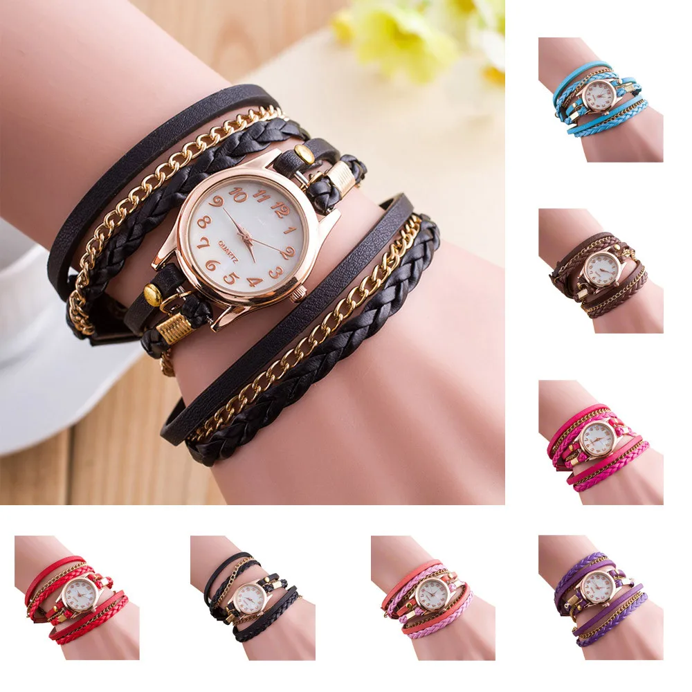 Montre Femme, новая мода, обмотка вокруг браслета, часы, синтетическая кожа, маленькая цепочка для платья, часы для женщин, Horloge Dames Bayan Saat# A