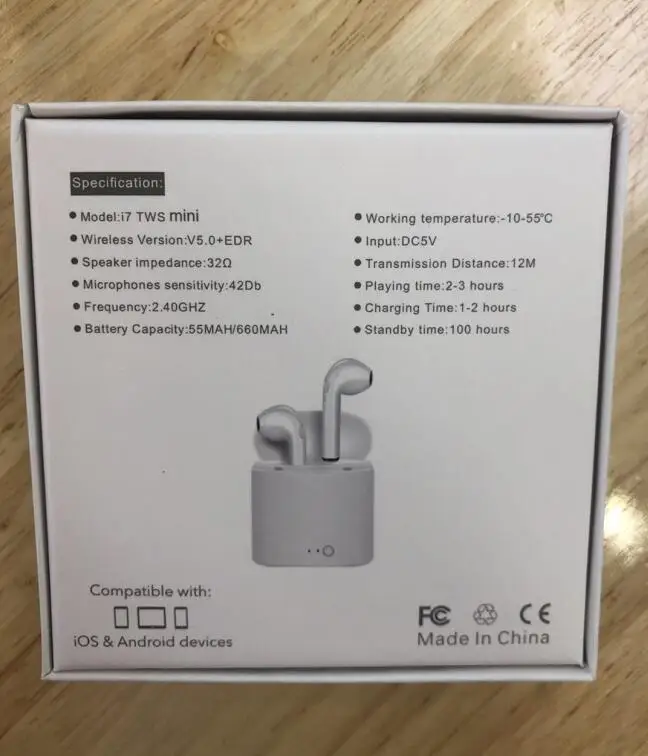20 шт. I7sTWS Inear беспроводные Bluetooth наушники стерео капельки для iPhone huawei xiaomi смартфон