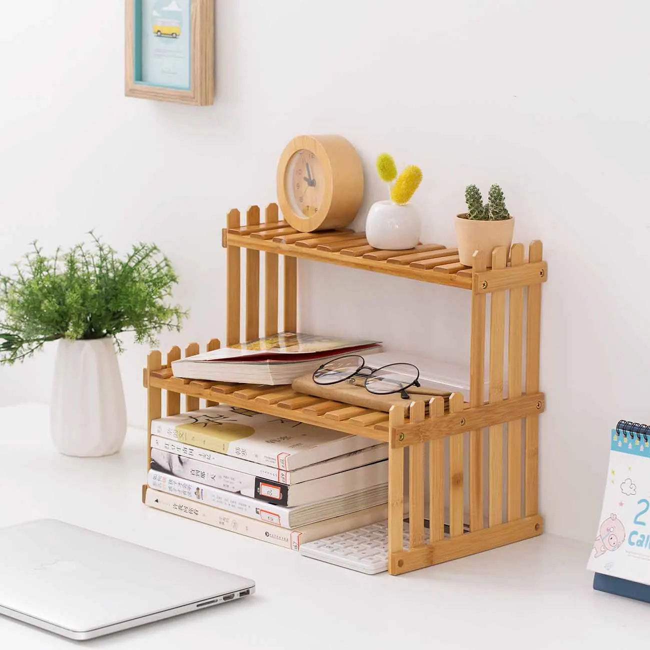 double layers wood storage rack kitchen spice rack book seasoning jar bottle holder bamboo desktop organizer racks shelves free global shipping