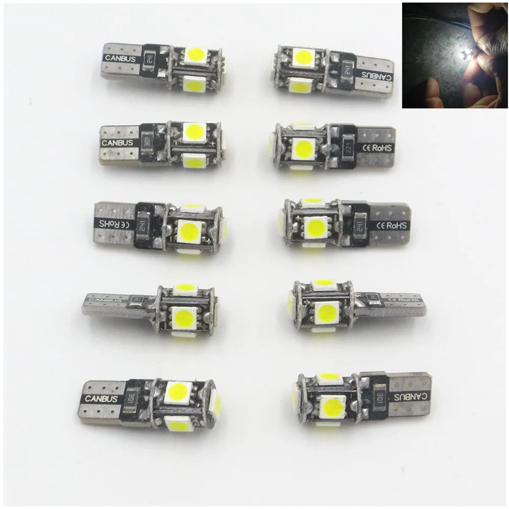 T10 5 SMD 5050 светодиодный Canbus безошибочный Авто парковочный светильник W5W 2825 501 белая