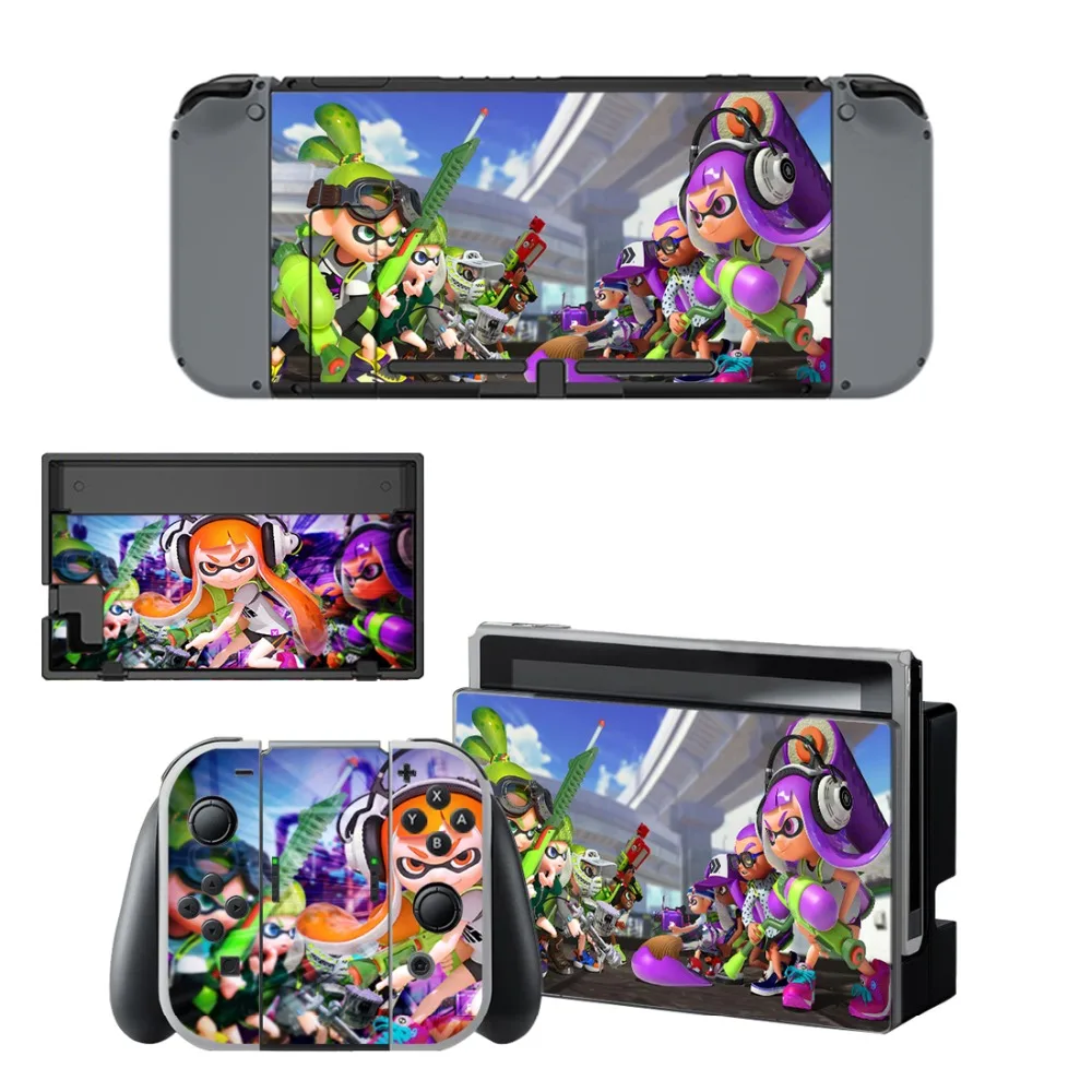 2 виниловые наклейки для защиты кожи игровой splotoon консоли Nintendo Switch NS + контроллер