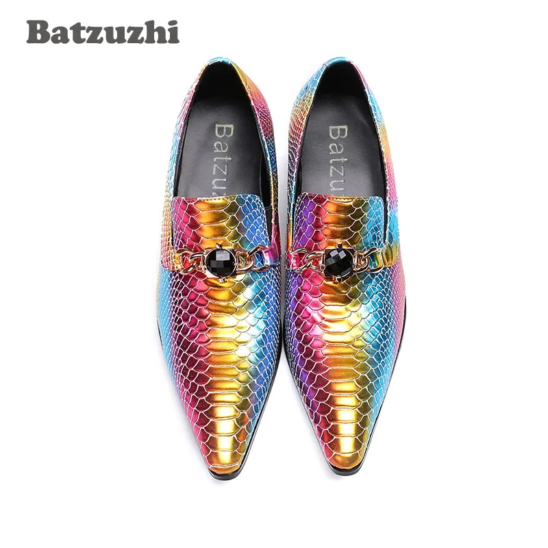 Batzuzhi итальянский Стиль Zapatos Hombre острый носок Мужская обувь Мути Цвет 6 5 см туфли