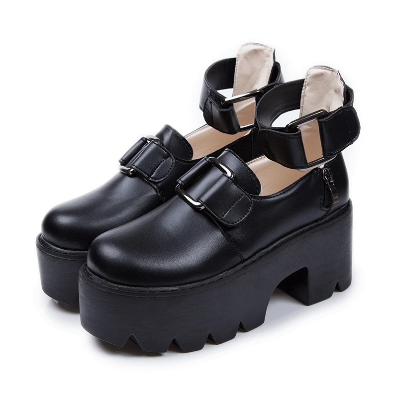 

Shoes Woman Creepers Patent Leather Woman Bucklet Thick Bottom Platform Shoes Warm Winter Flats Shoes Cos Designer Creepers