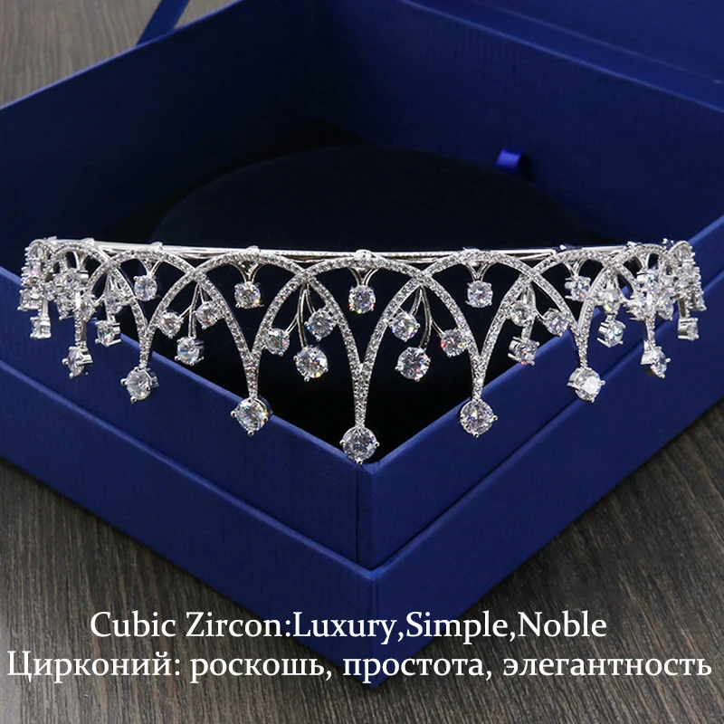 Роскошные свадебные аксессуары для волос Couronne De Mariage с кубическим цирконием Диадемы Корона женские модные свадебные украшения для волос