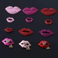 2pcslot rhinestone alloy buttons red lips button for girl hair phone shell diy clothing decoration jewelry accessories