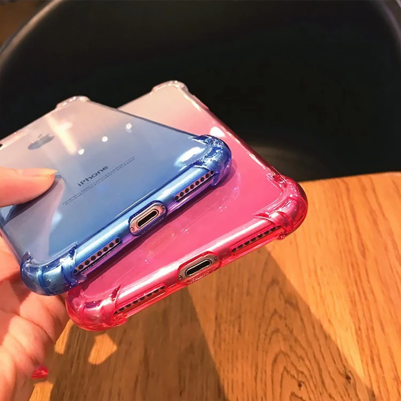 SIXEVE Роскошный Кристалл градиент Fanda для iPhone X 8 7 6 S Plus Clear силиконовый чехол