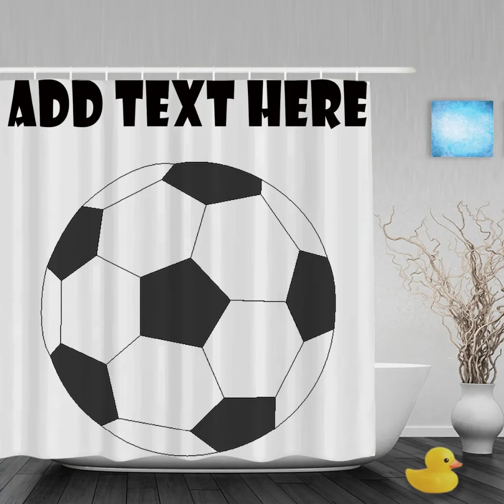 

Пользовательские текстовые занавески для душа футбольные спортивные индивидуальные ваши текстовые занавески для ванной комнаты полиэсте...