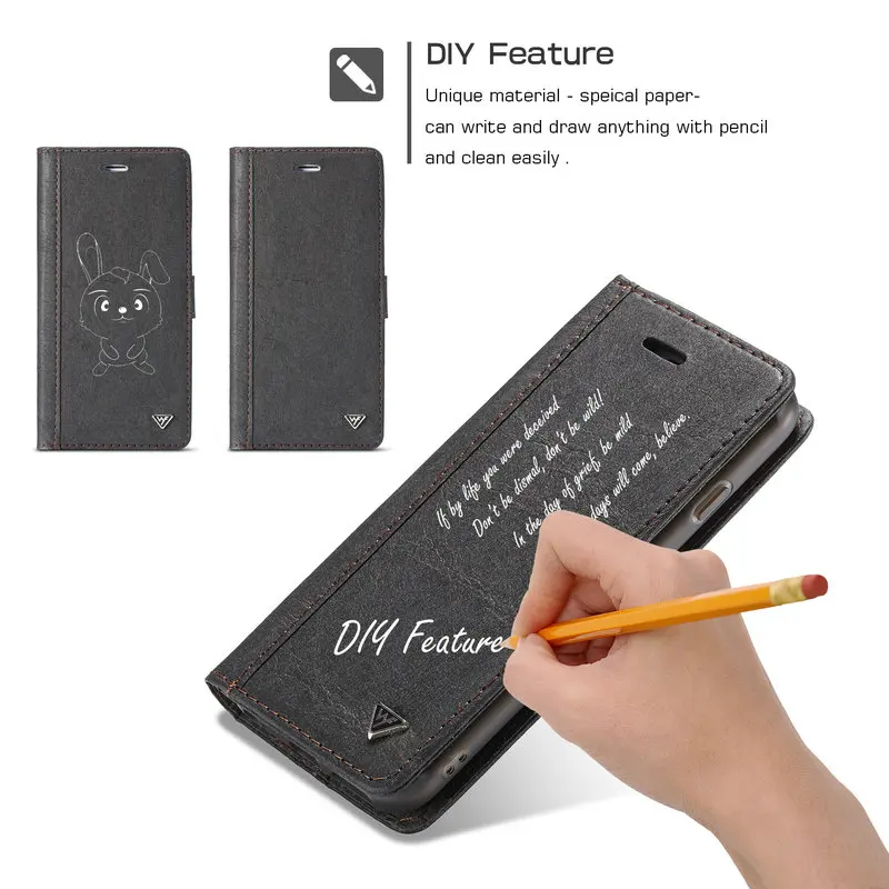 WHATIF 2 в 1 кошелек для iPhone XR XS Max X 7 8 Plus бумажный DIY уникальный Магнитный чехол 5 SE 6