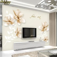 beibehang custom white flower 3d photo mural wallpapers for living room modern decoration maison wall paper roll creative decor