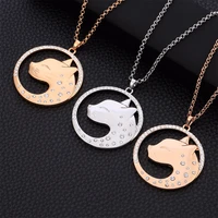 big round leopard crystal pendant necklace gold silver color long chain necklace for women 2021 femme jewelry accessories gifts