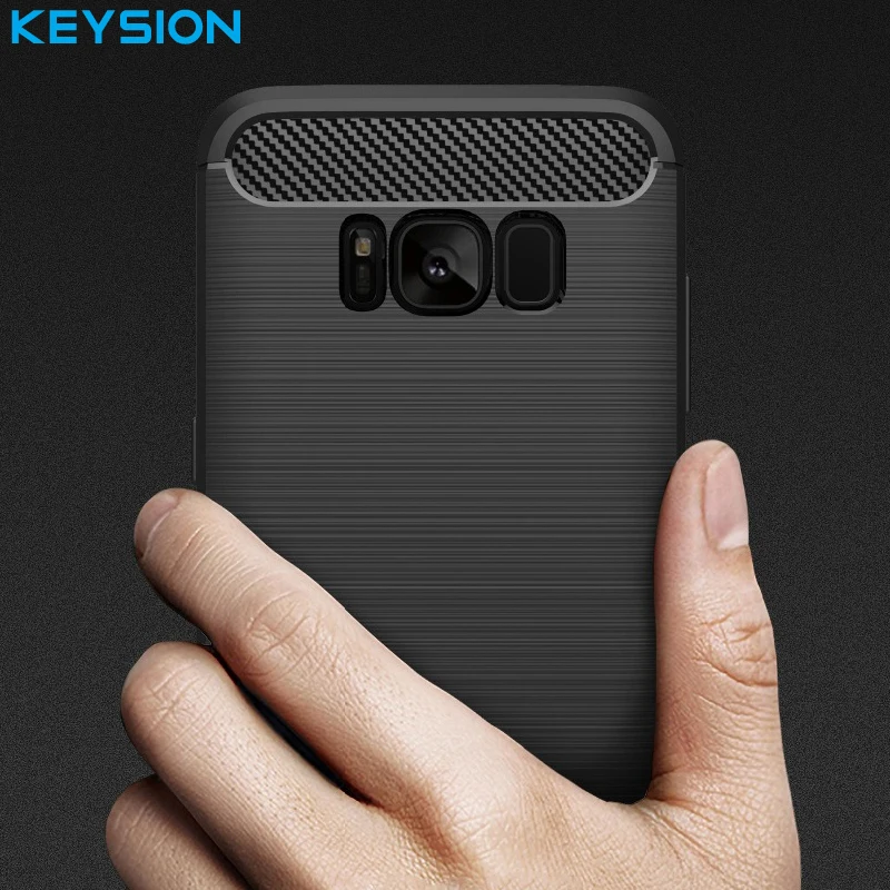 KEYSION Телефон Случае Для Samsung Galaxy S8 Экологических Углеродного Волокна мягкий ТПУ