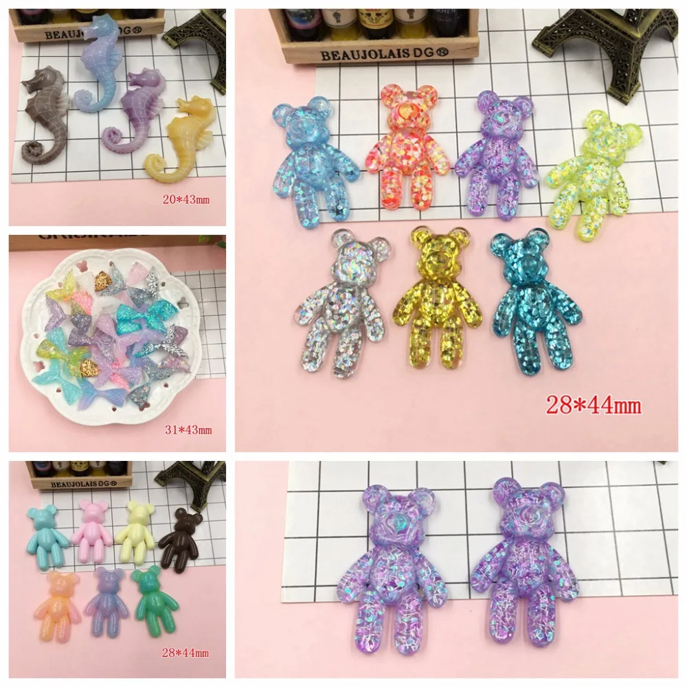 5 шт. кавайная смола горячая Распродажа морской лошади милый хвост блестящий