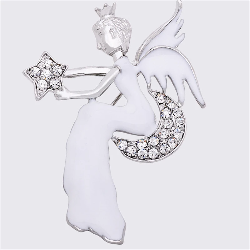 Новая модная Золотая Милая Корона Купидона ангела Лунная брошь булавки для