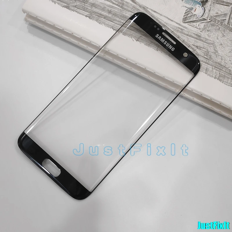 Black Передняя стеклянная линза+ наклейки+ инструменты для samsung s7 edge G935F G935A ЖК-дисплей внешняя Сенсорная панель Замена стекла - Цвет: Black