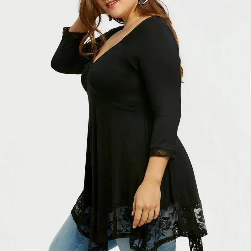 Летняя женская футболка размера плюс, обхват груди 130 см, 4XL, 5XL, 6XL, 7XL, 8XL, кружевная женская футболка черного, красного, фиолетового цветов