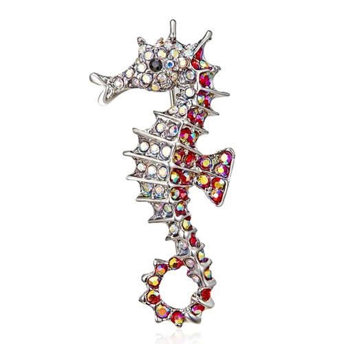 seahorse3 Rinhoo эмаль животное морской конек лягушка Сова олень Кошка Броши в форме собаки для женщин девушка брошь булавки подарок милые животные повседневные ювелирные изделия - Окраска металла: seahorse3