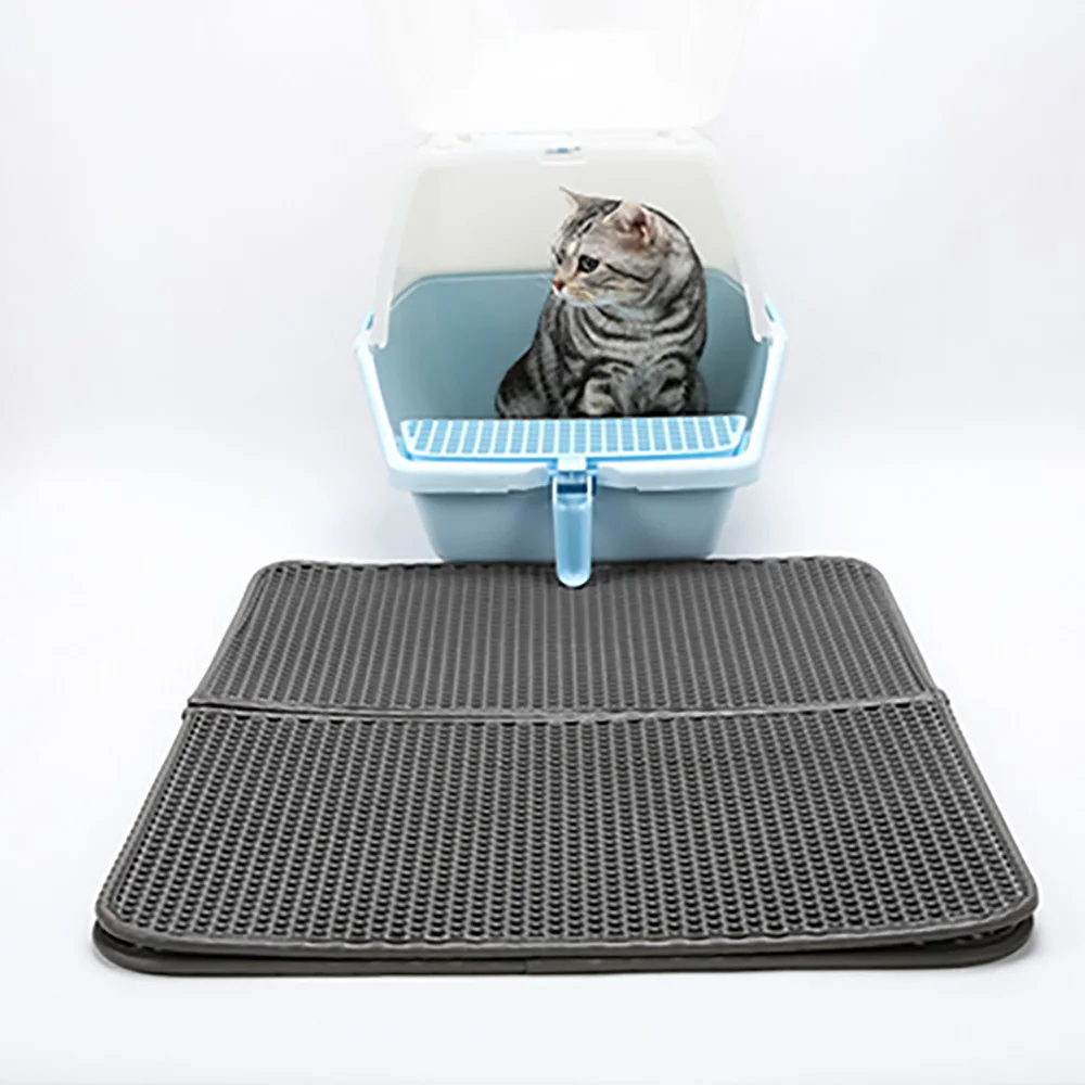 Pet Cat Litter Mat EVA Double-Layer Cat Litter Trapper Mats with Waterproof Bottom Layer non-slip pet litter Foldable Cat Mat