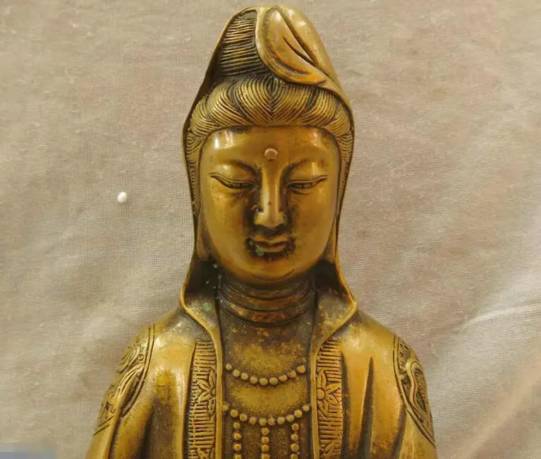 11&quot China bronze copper Buddhism Kwan-yin Bodhisattva buddha Sculpture Statue | Дом и сад