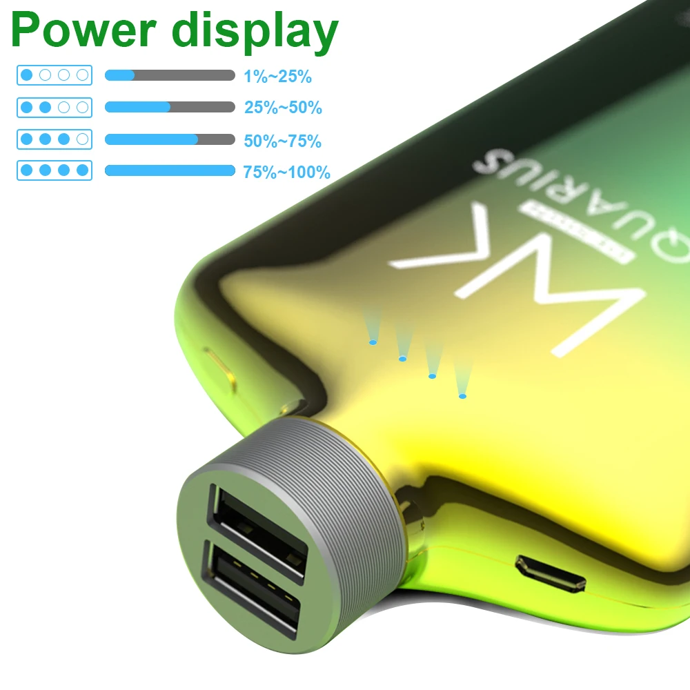 WK Power Bank 10000 мАч 2 USB порта портативный зарядный внешний аккумулятор на мовиль