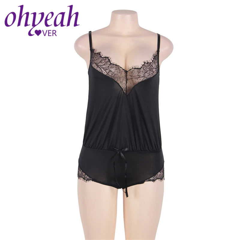 Ohyeahlover женское черное боди сексуальное Прозрачное Кружевное короткие