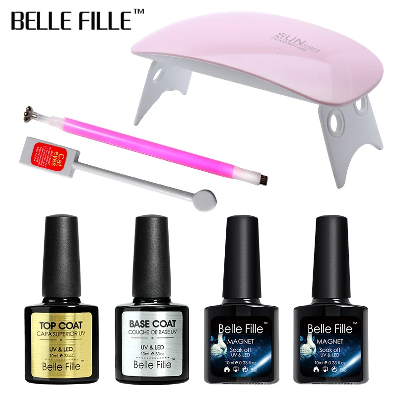 Belle fille Cat Eye Gel 6 шт./лот SUNmini лампа Beigner практика Nail Art инструменты дизайн ногтей УФ