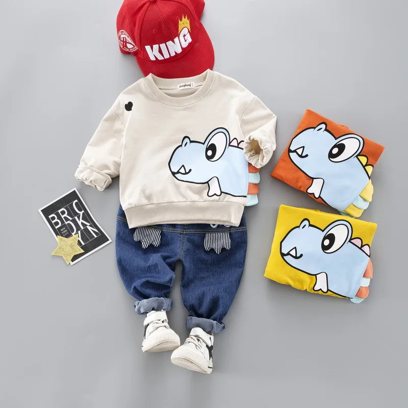 1-2-3 years old children's clothing new spring and autumn long-sleeved round neck cotton boy suit | Детская одежда и обувь