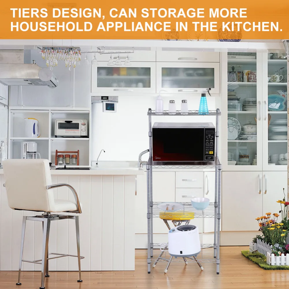 3 уровневый кухонный Декер органайзер для микроволновой печи кладовая стоящая