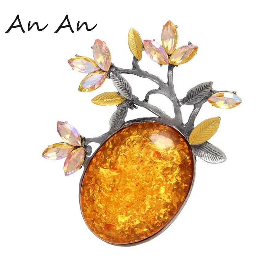 Resin Glass Crystal Tree Brooch Branch Safety Pin Women Girl Scarf Clip Sweater Dress Suit Pendant Jewelry | Украшения и